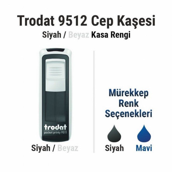 Trodat 9512 Cep Kaşesi Siyah / Beyaz Resmi