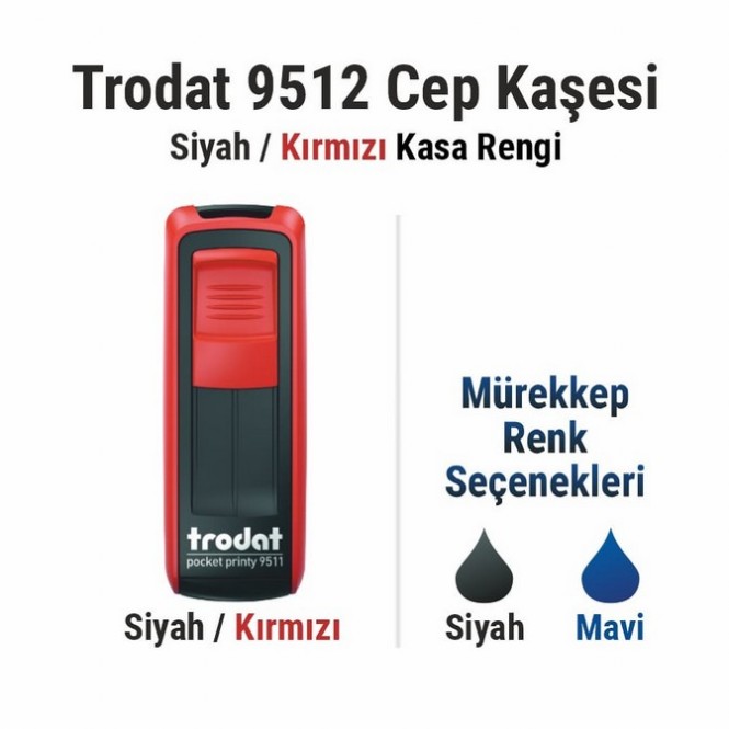 Trodat 9512 Cep Kaşesi Kırmızı / Siyah Resmi