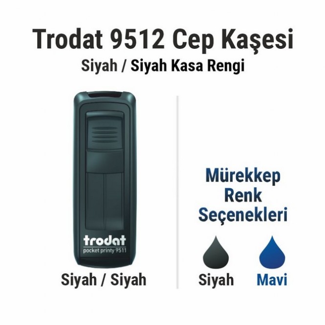 Trodat 9512 Cep Kaşesi Siyah / Siyah Resmi