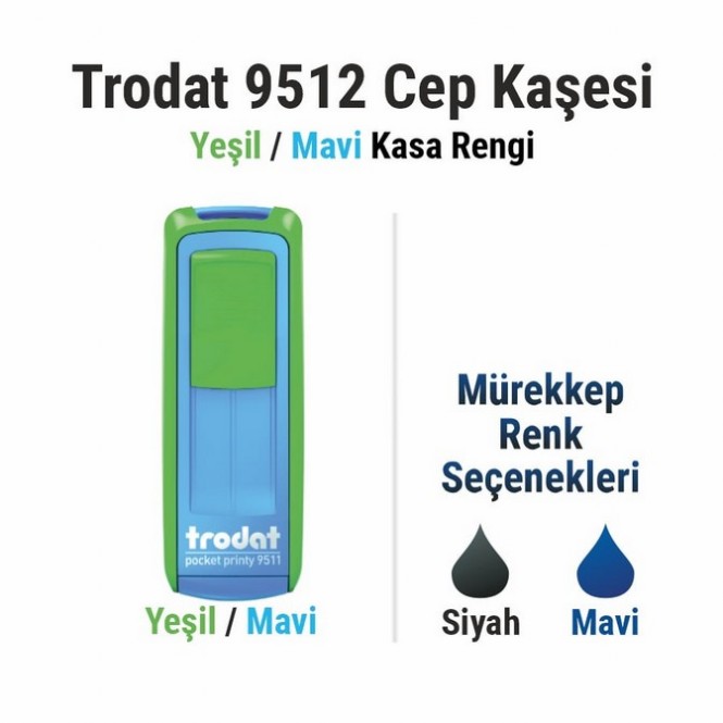 Trodat 9512 Cep Kaşesi Mavi / Yeşil Resmi
